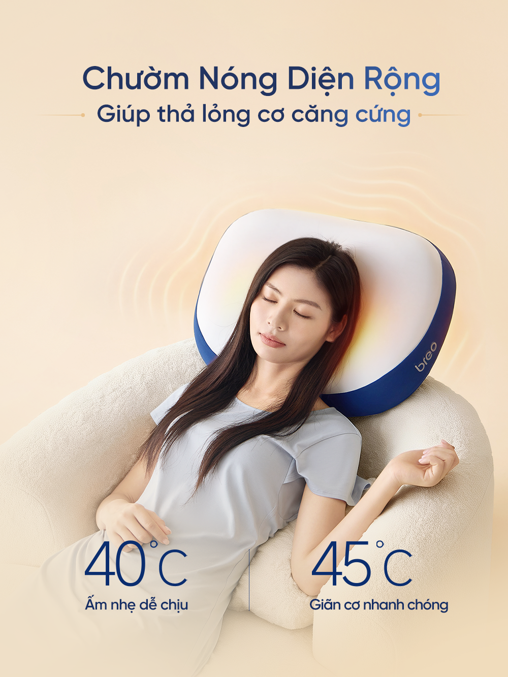 Gối Ngủ Massage Cổ Vai Gáy Breo PS1 Lite 34 4